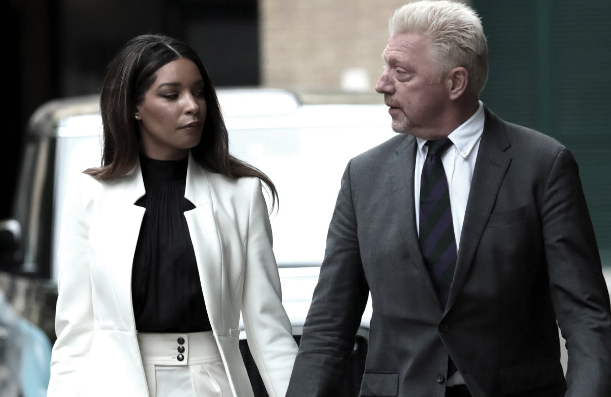Lilian de Carvalho Monteiro und Boris Becker schauen sich an
