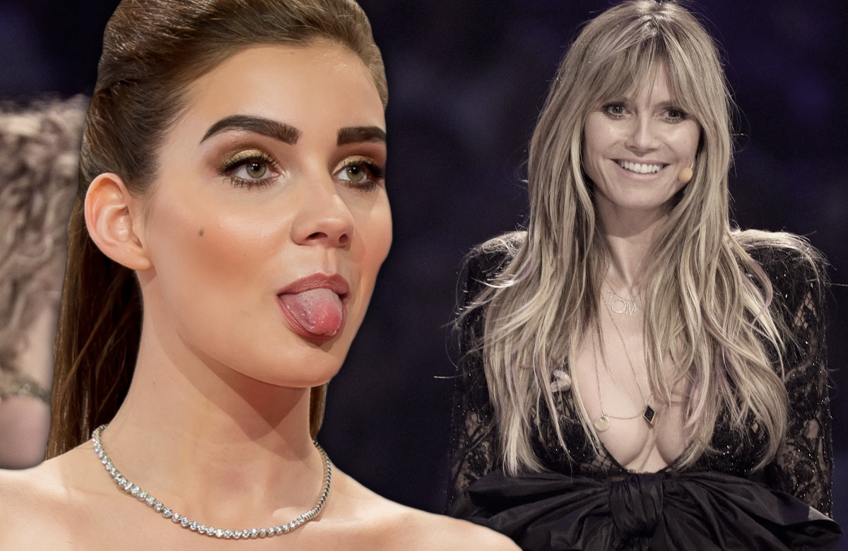 Nathalie Volk streckt Heidi Klum die Zunge raus