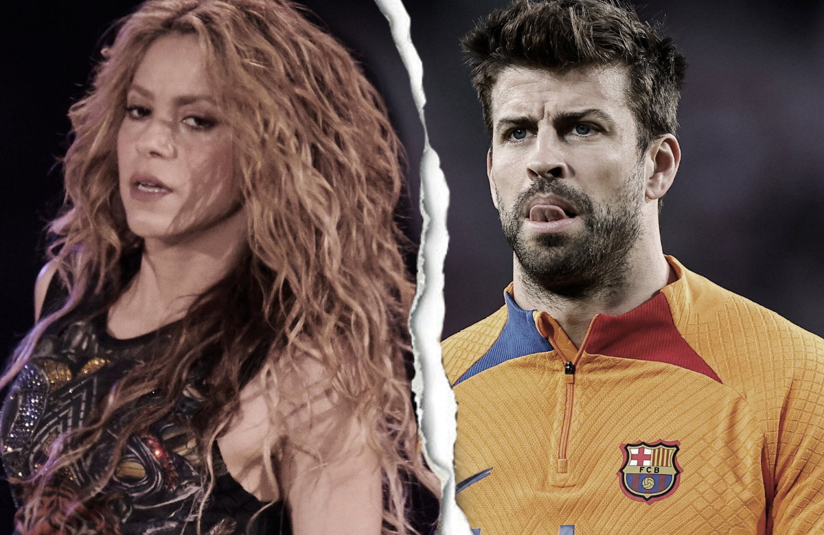 Shakira guckt entsetzt und Gerard Piqué steckt die Zunge heraus.