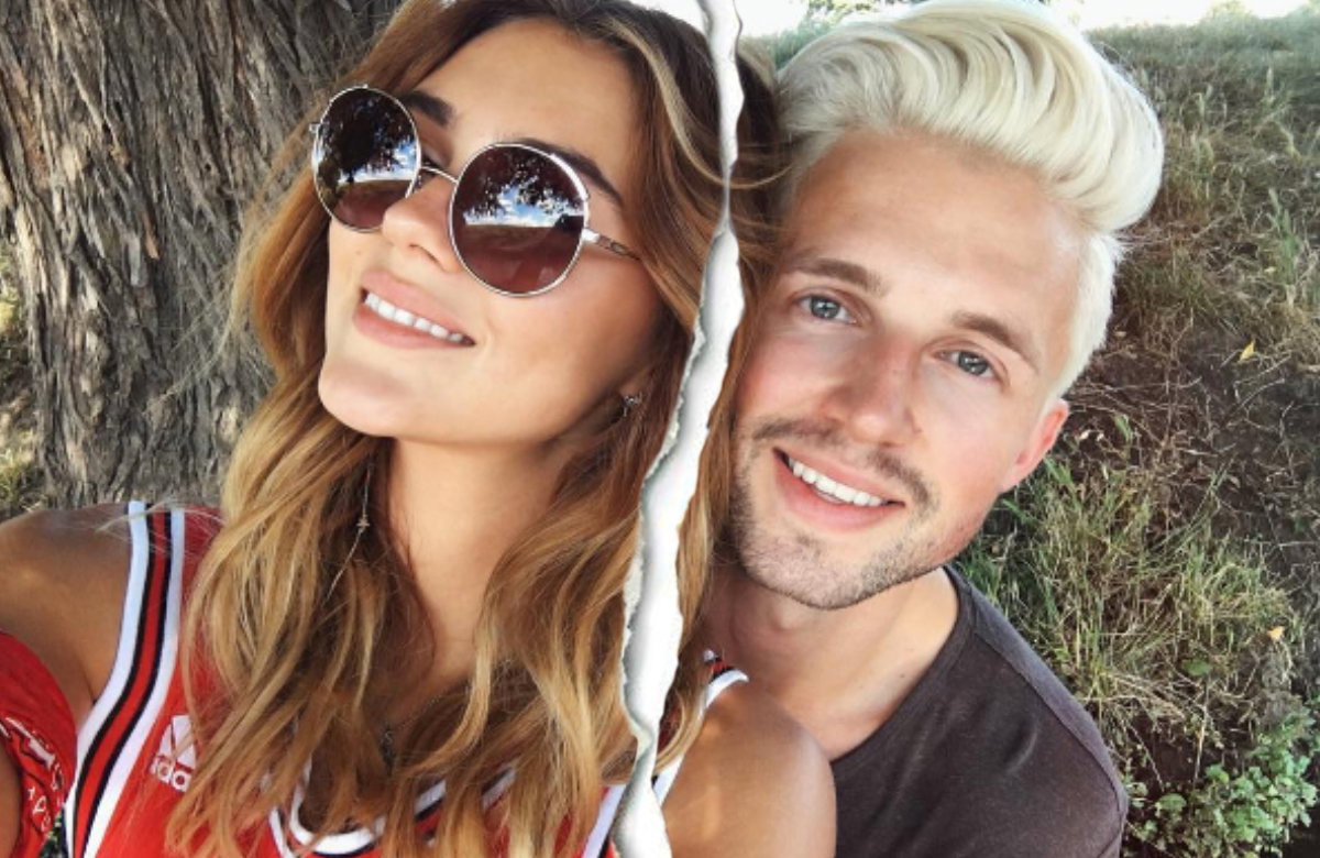 Stefanie Giesinger und Marcus Butler machen Selfie, mit Riss in der Mitte