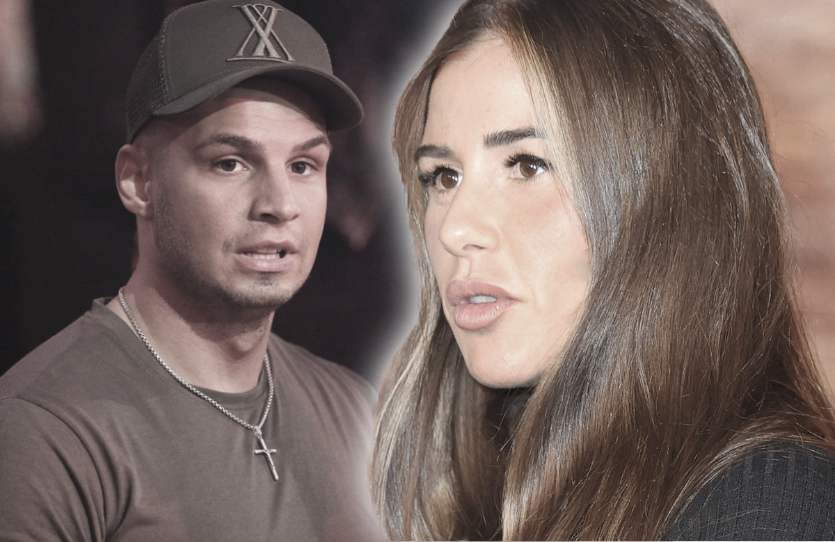 Pietro Lombardi guckt mit Cap ernst, Sarah Engels sieht wütend aus