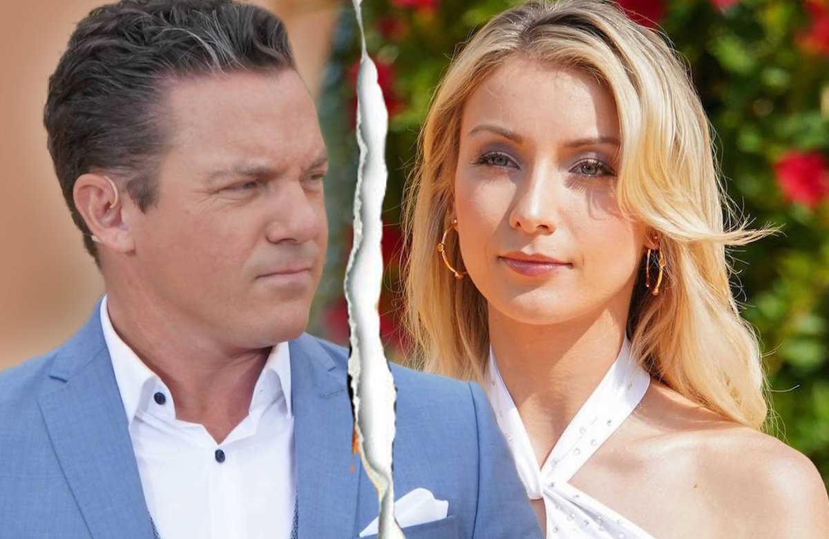 Collage Stefan Mross gekniffener Gesichtsausdruck und Anna-Carina Woitschack neutraler Gesichtsausdruck