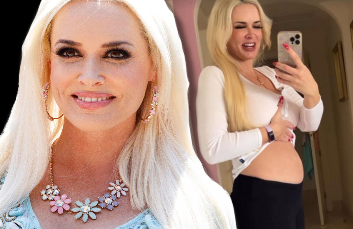 Daniela Katzenberger lacht, Daniela Katzenberger zeigt ihren Bauch