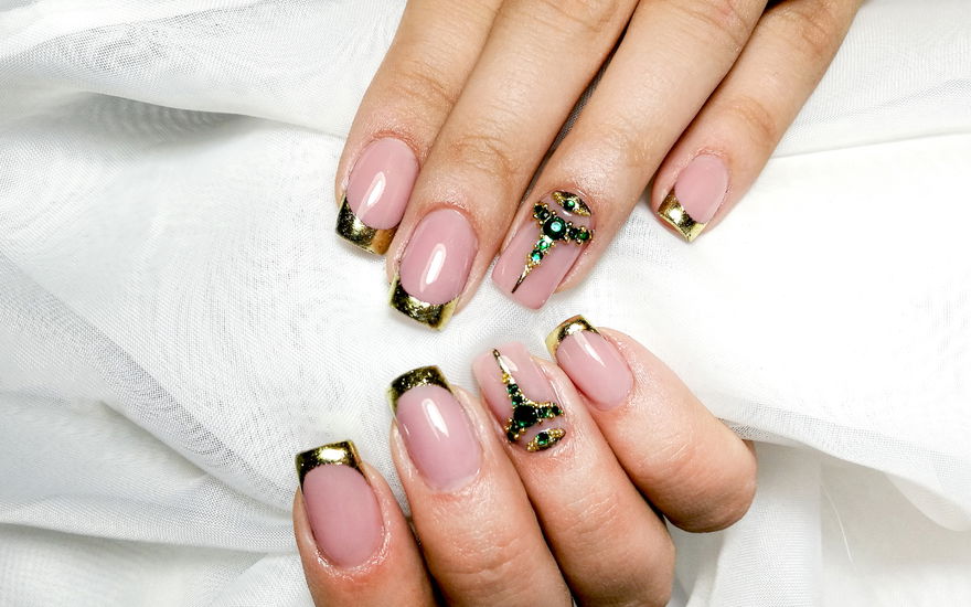 Golden French Nails