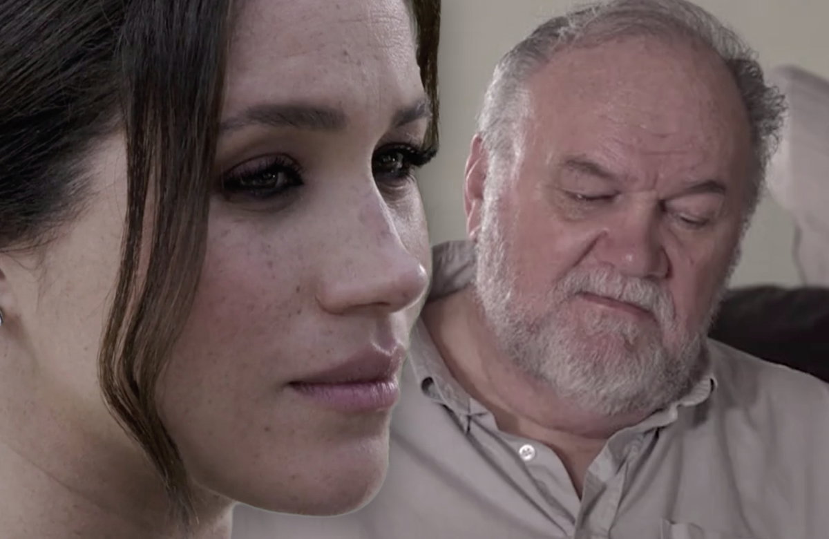 Herzogin Meghan guckt traurig, Thomas Markle guckt nach unten