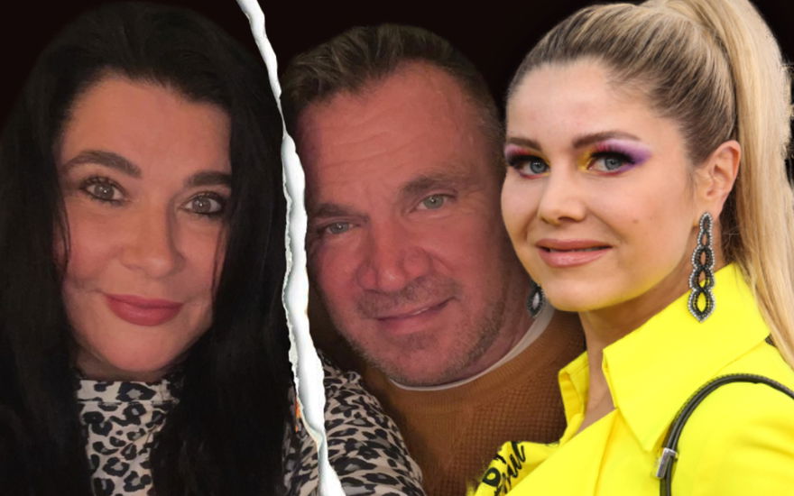 Fotomontage: Iris und Peter Klein durchtrennt, rechts Yvonne Woelke
