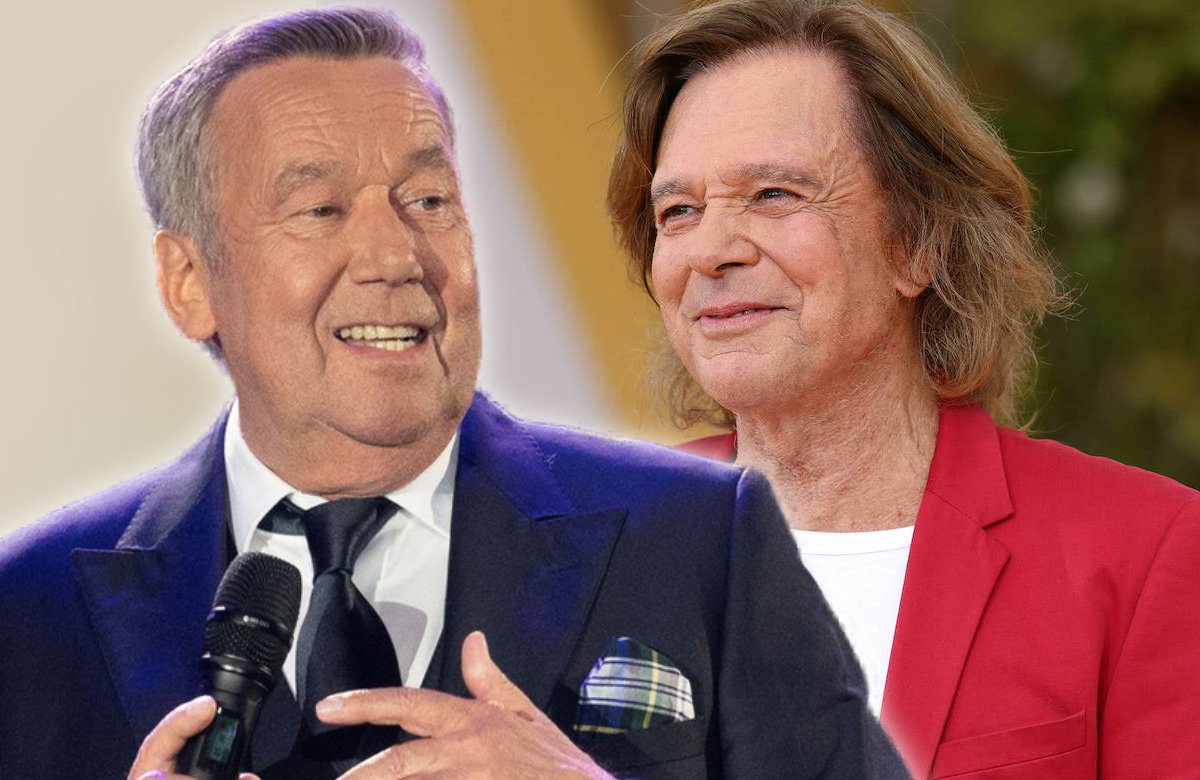 Collage Jürgen Drews lächelt und Roland Kaiser guckt verschmitzt