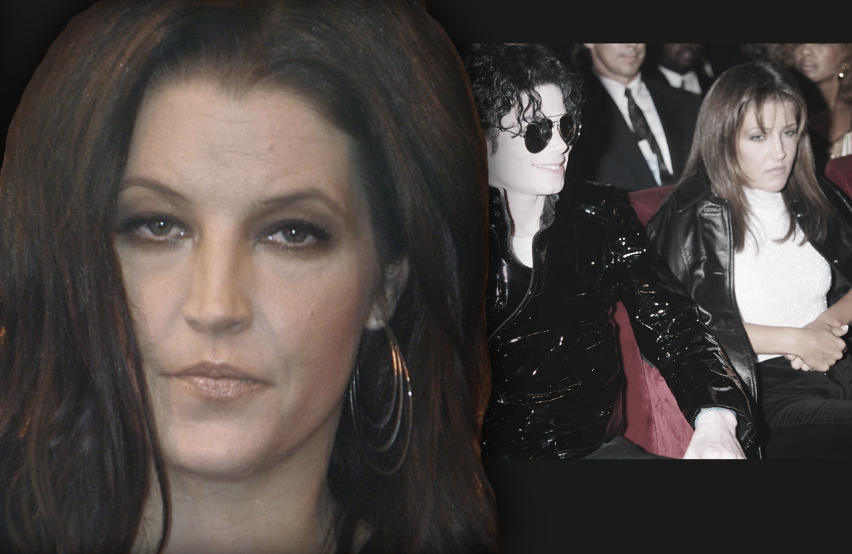 Lisa-Marie Presley traurig - im Hintergrund mit Michael Jackson