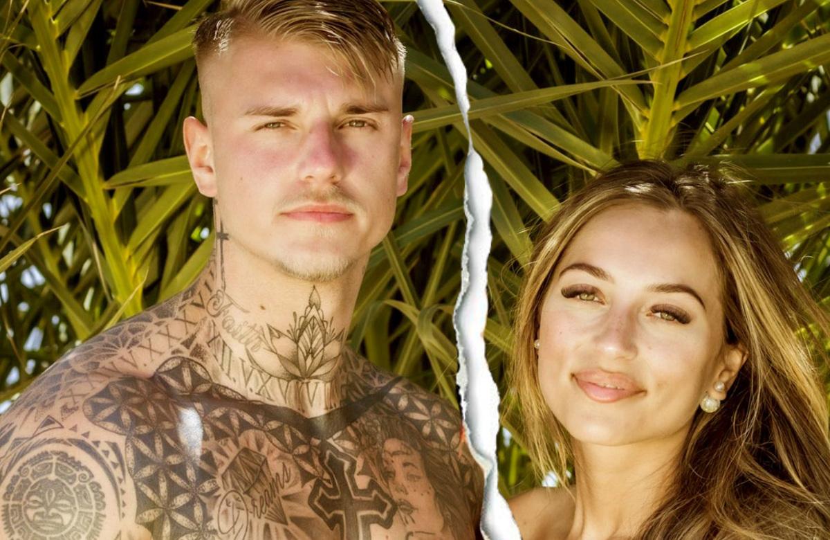 Paco Herb und Bianca Balintffy bei "Love Island" mit einem Riss in der Mitte