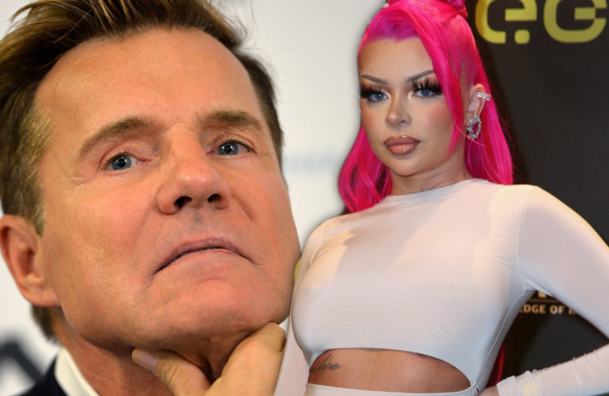 Dieter Bohlen und Katja Krasavice gucken ernst Collage.