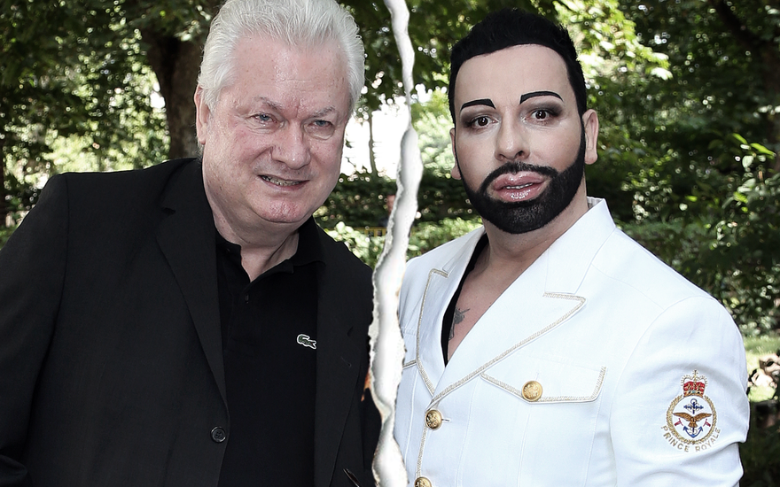Dieter Schroth und Harald Glööckler mit einem Trennungsriss