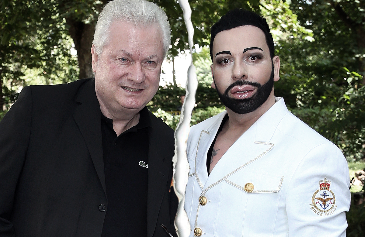 Dieter Schroth und Harald Glööckler mit einem Trennungsriss