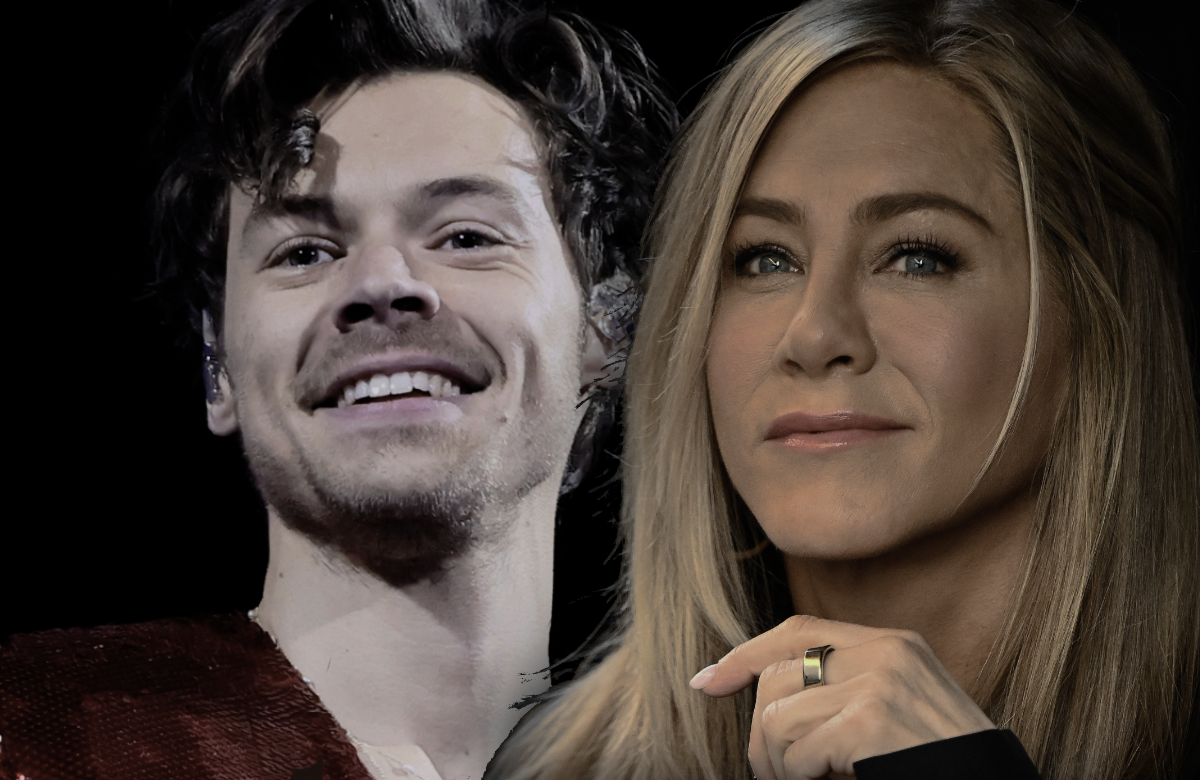 Montage: Harry Styles und Jennifer Aniston lächeln
