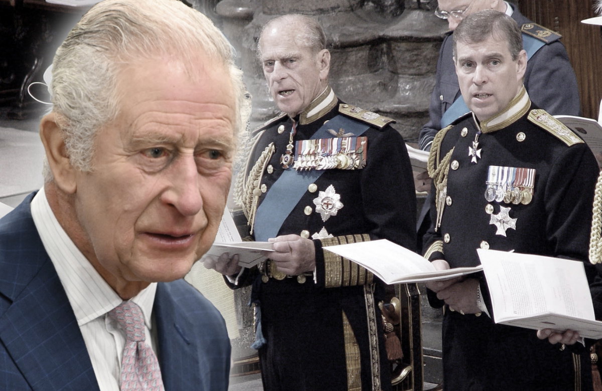 König Charles III., sein Vater Prinz Philip und Prinz Andre.