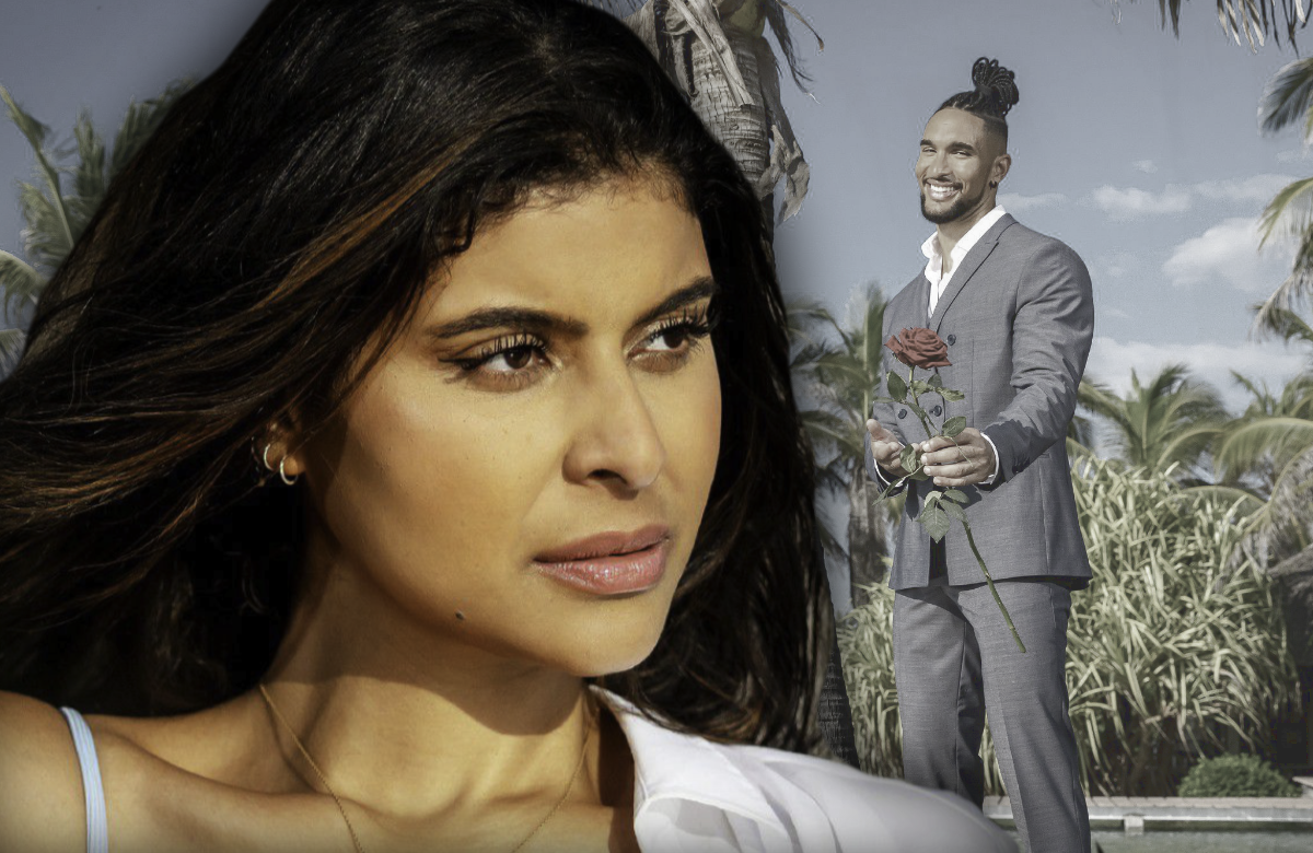 "Bachelor" 2023: Yolanda schaut ernst - im Hintergrund David Jackson mit Rose