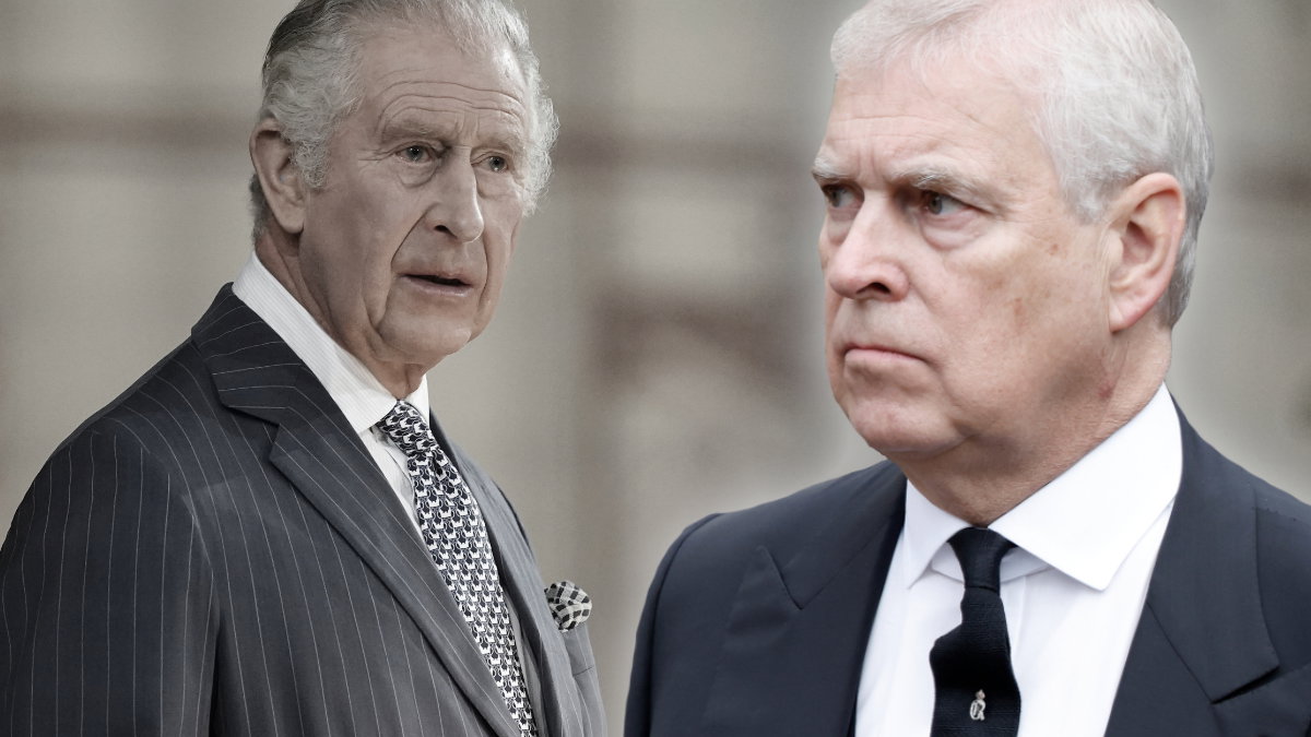 Prinz Andrew und König Charles blicken beide sehr ernst