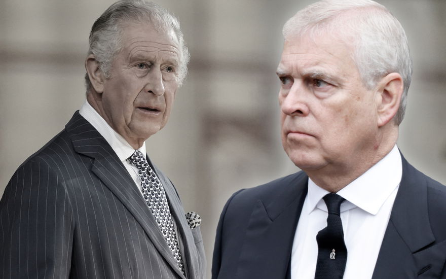 Prinz Andrew und König Charles blicken beide sehr ernst