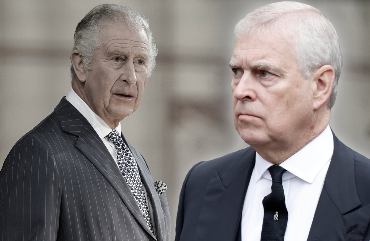 Prinz Andrew und König Charles blicken beide sehr ernst