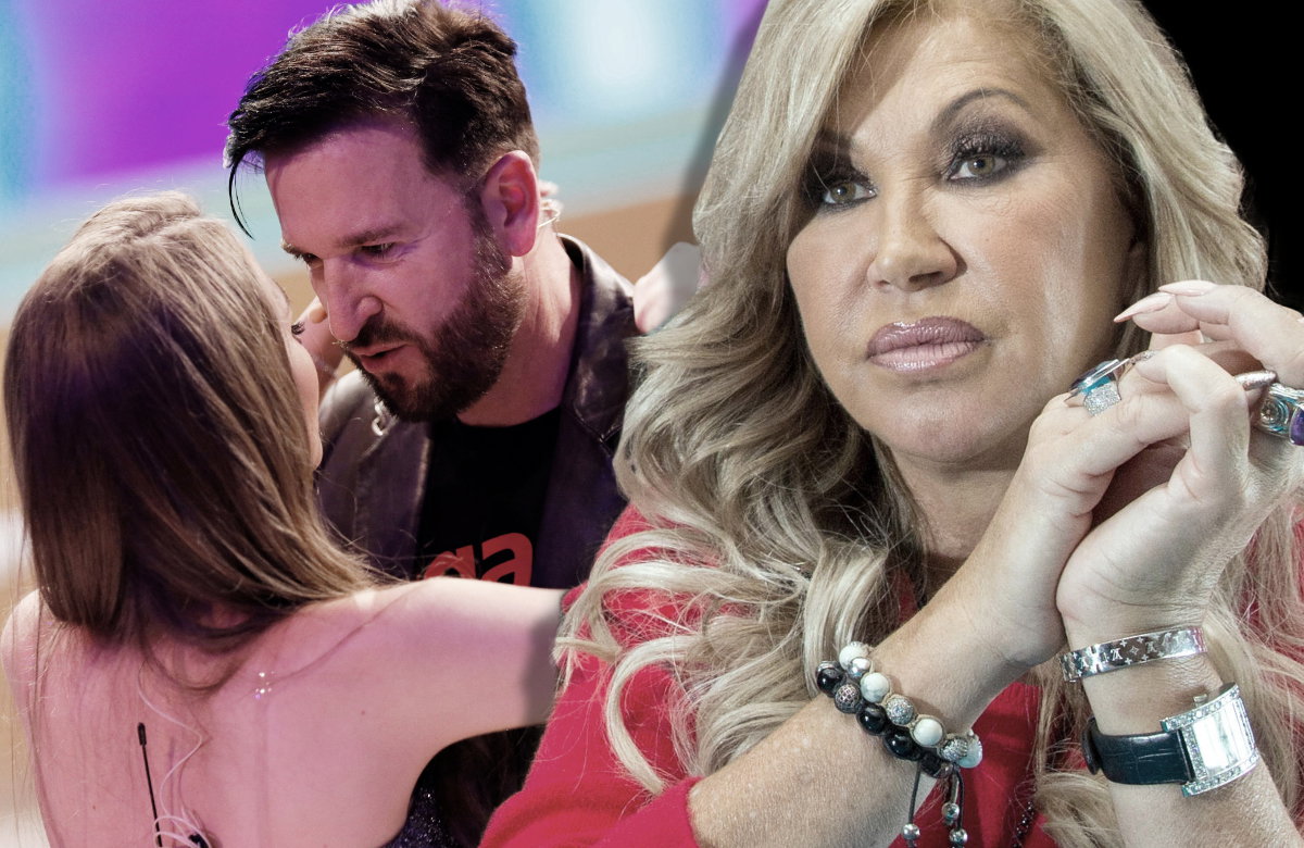 Michael Wendler schaut Laura Müller an, Carmen Geiss guckt ernst mit gefalteten Händen