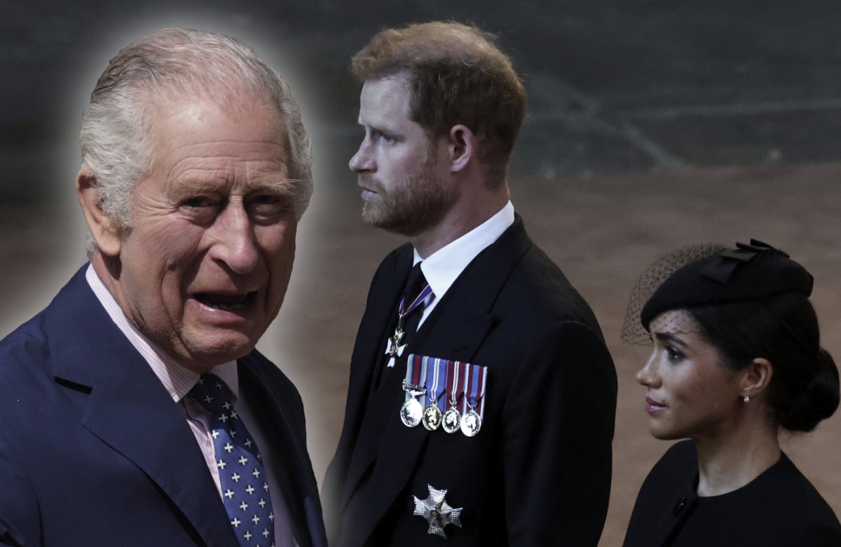 König Charles III., Prinz Harry & Herzogin Meghan.