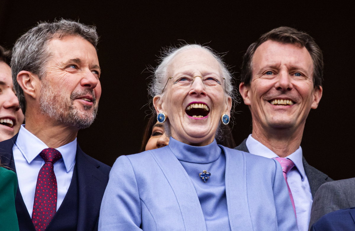 Prinz Frederik, Königin Margrethe und Prinz Joachim, April 2023.
