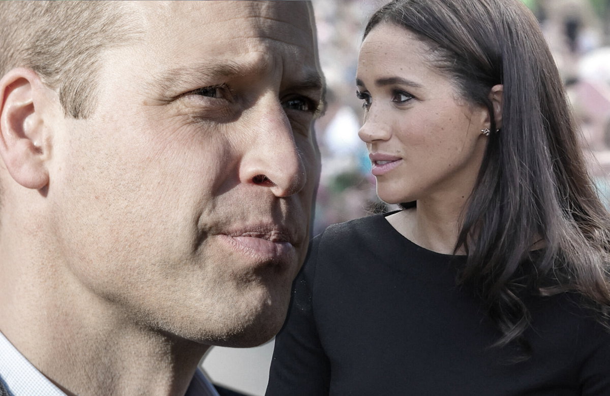 Prinz William guckt ernst, Herzogin Meghan guckt zur Seite