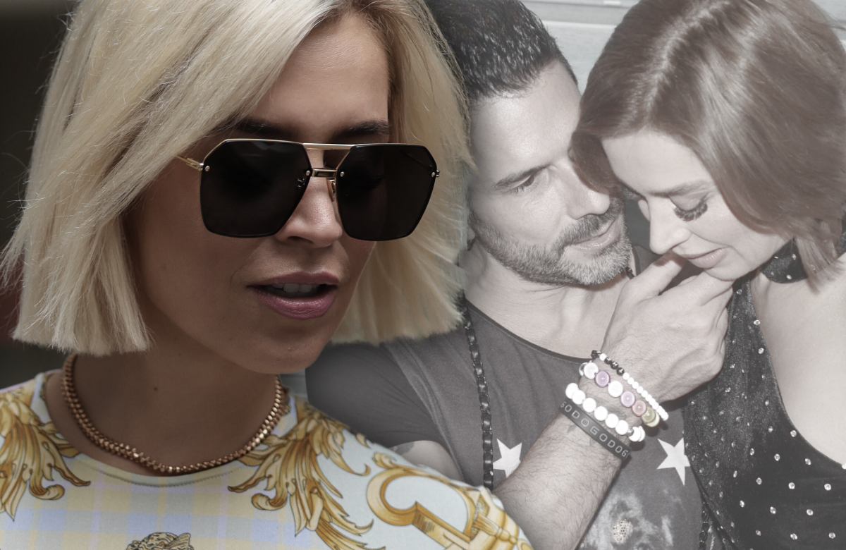 Verena Kerth mit Sonnenbrille, Marc Terenzi flüstert Verena Kerth etwas zu