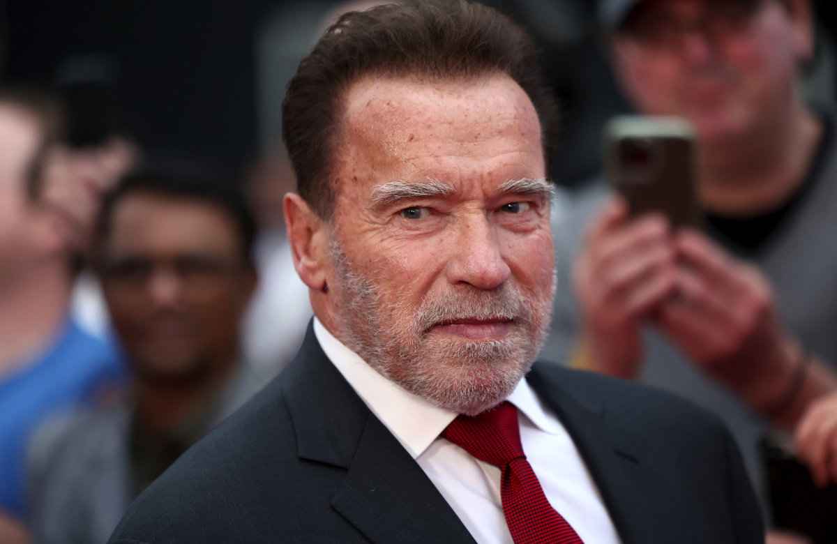 Arnold Schwarzenegger guckt ernst zur Seite