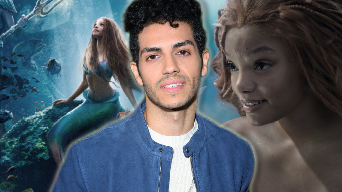Disney-Star Mena Massoud, hinter ihm ist Halle Bailey als Arielle zu sehen