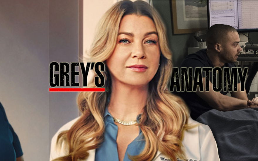"Grey's Anatomy"-Meredith Grey und Jackson Avery hinterm Logo