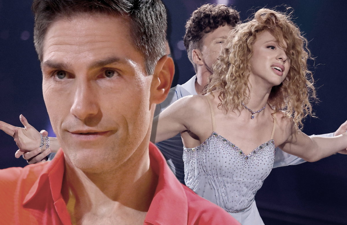 Christian Polanc guckt ernst, Anna Emakova und Valentin Lusin tanzen bei "Let's Dance"