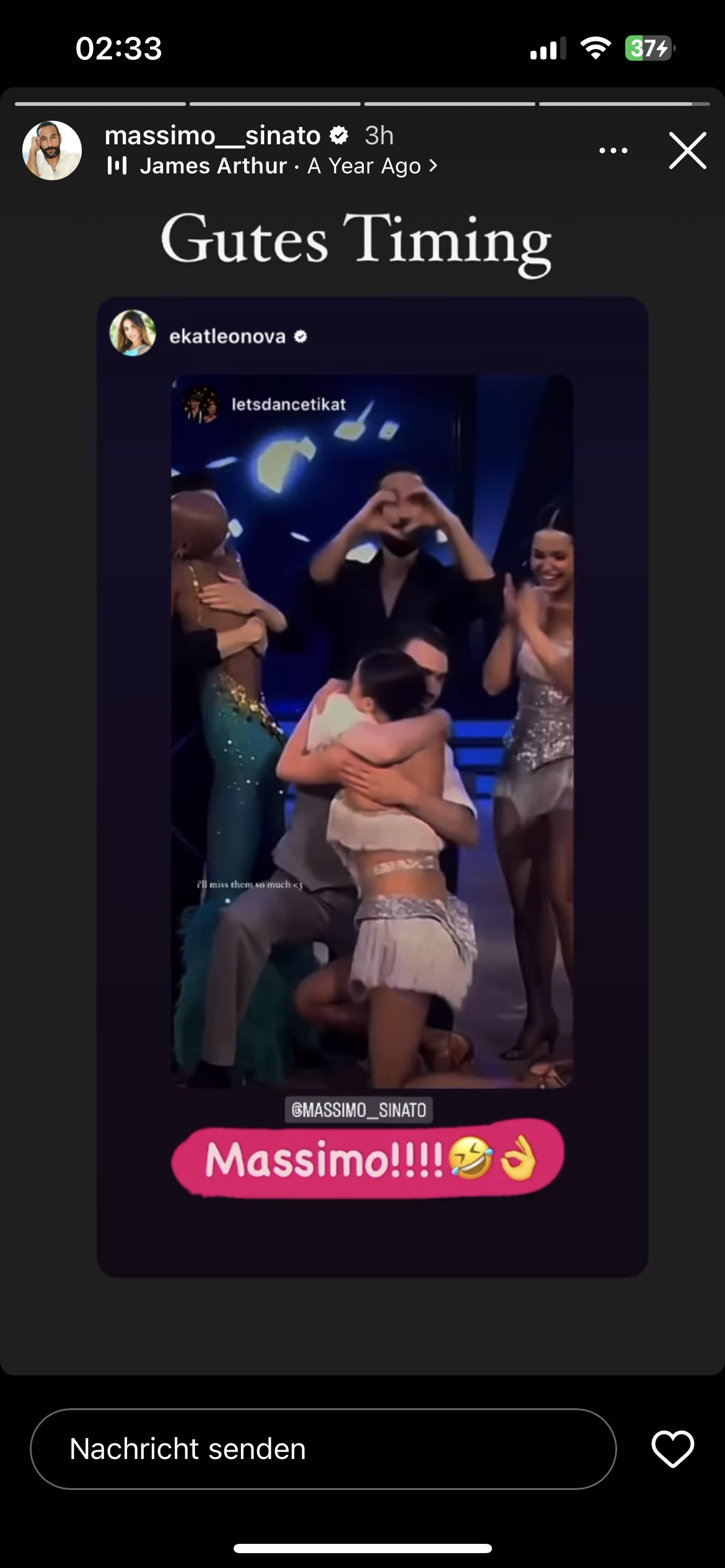 Massimo Sinato Instastory Let's Dance Finale