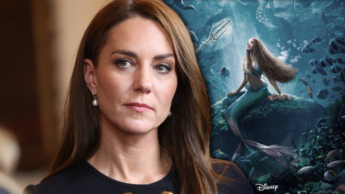 Prinzessin Kate guckt ernst, "Arielle, die Meerjungfrau"-Poster im Hintergrund