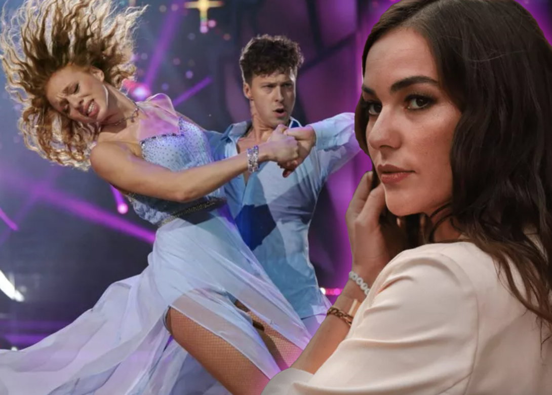 Renata Lusin im Vordergrund, Anna Ermakova & Valentin Lusin tanzen im Hintergrund
