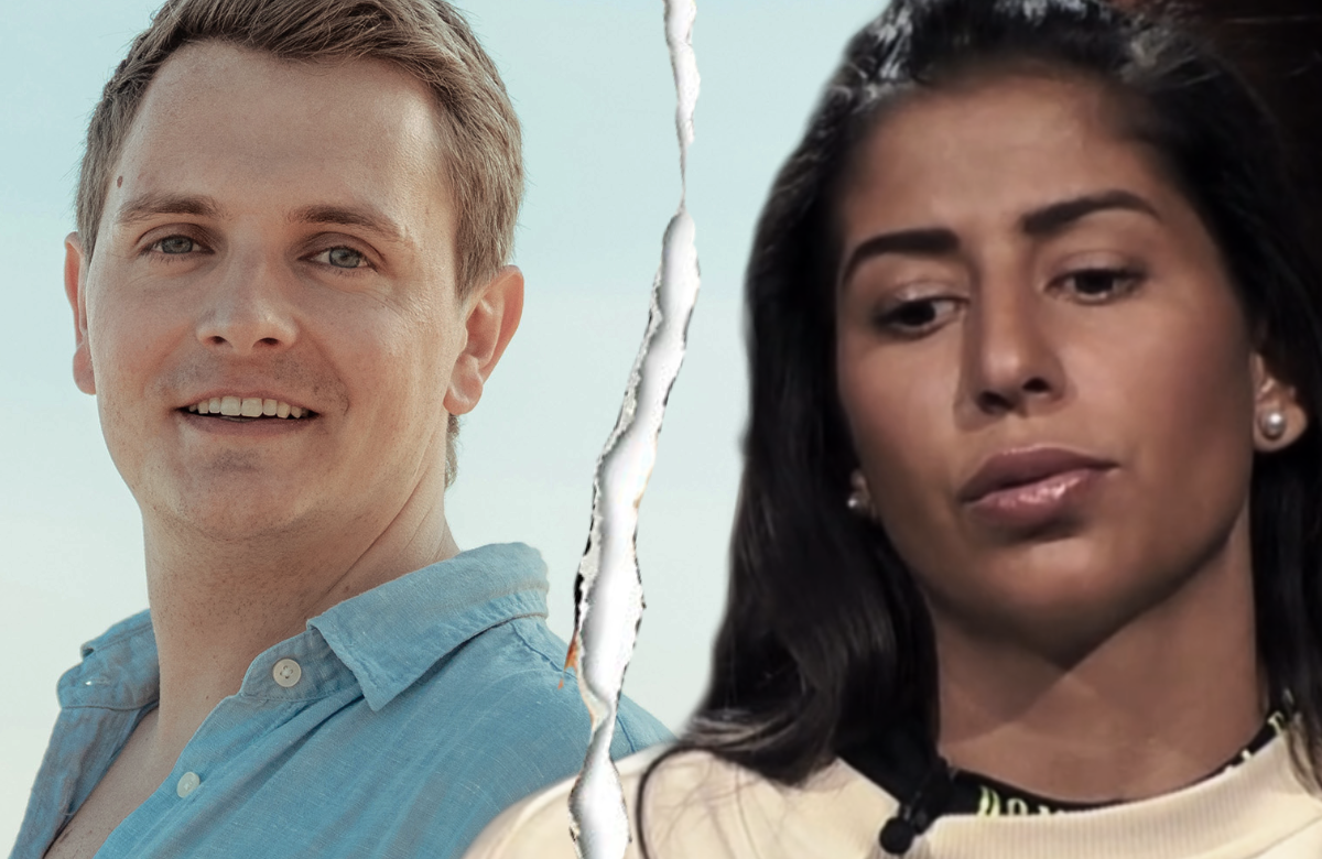 Tim Sandt lächelt, Eva Benetatou guckt nach unten