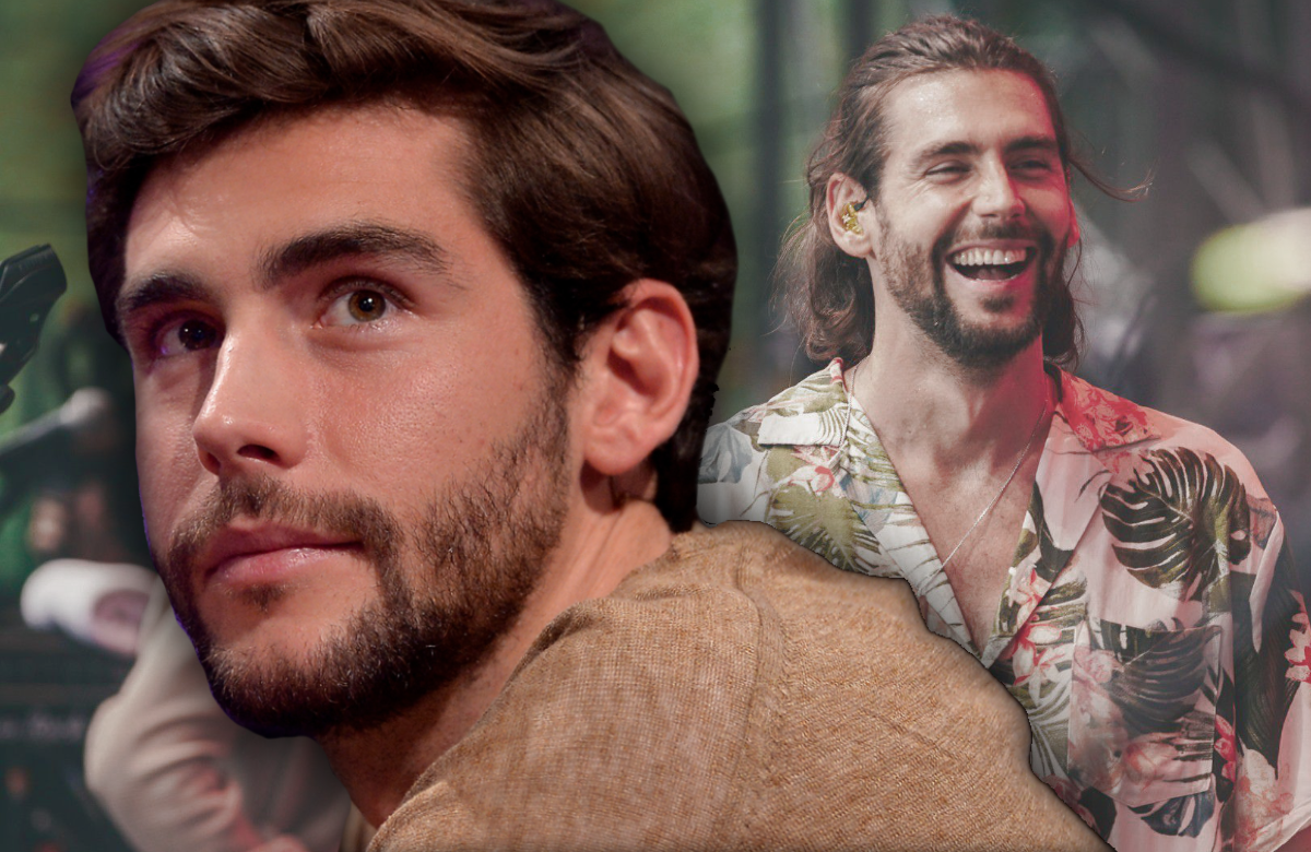 Alvaro Soler nachdenklich - im Hintergrund fröhlich auf der Bühne