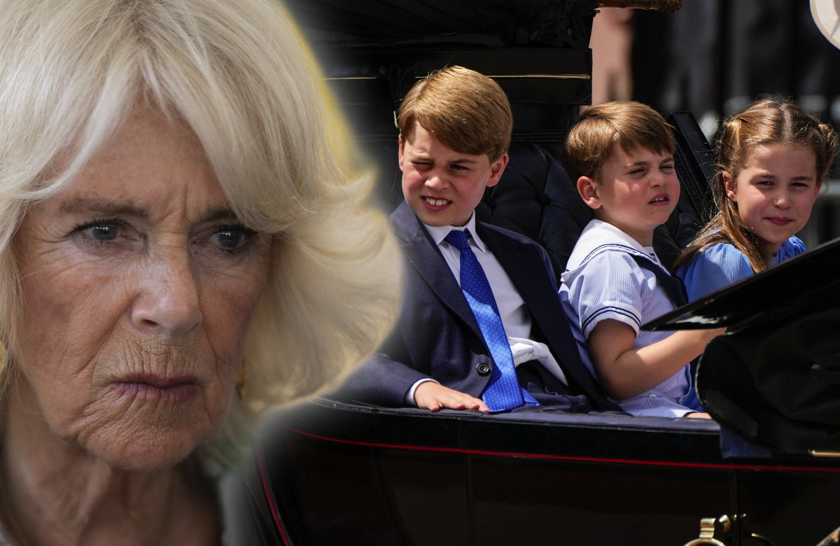 Königin Camilla, Prinz George, Prinz Louis und Prinzessin Charlotte.