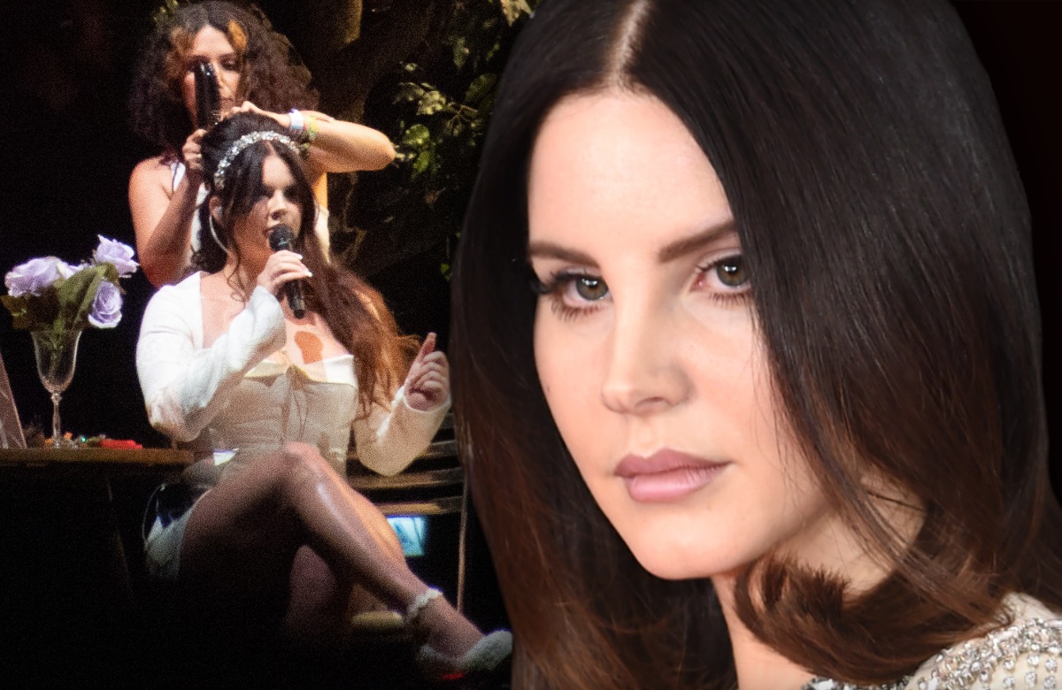 Lana Del Rey traurig - im Hintergrund Skandal-Auftritt 2023 beim Glastonbury-Festival mit Haar-Stylistin