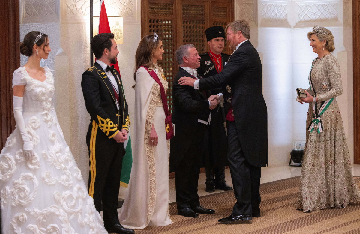 Rajwa Al Saif, Prinz Hussein, die Königin und der König von Jordanien, König Willem Alexander und Königin Máxima.