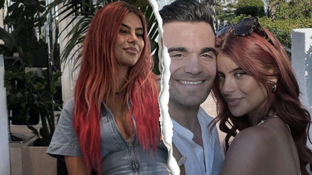 Romina Palm sitzt beim Friseur, daneben ein Selfie von ihr und Stefano Zarrella