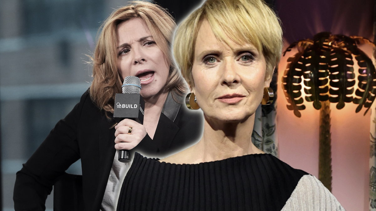 Cynthia Nixon guckt ernst, Kim Cattrall sieht empört aus