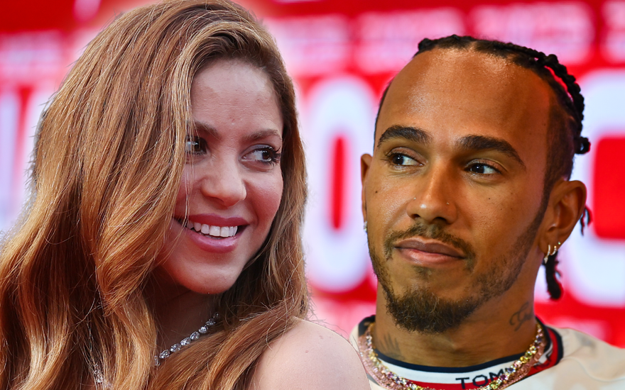Shakira und Lewis Hamillton glücklich