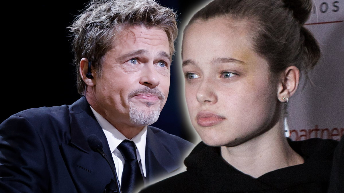 Brad Pitt und Shiloh Jolie-Pitt schauen ernst zur Seite