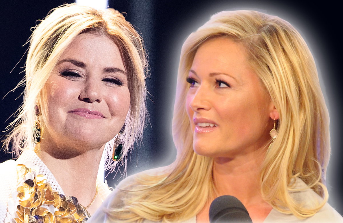 Collage Helene Fischer guckt bedrückt, Beatrice Egli lächelt