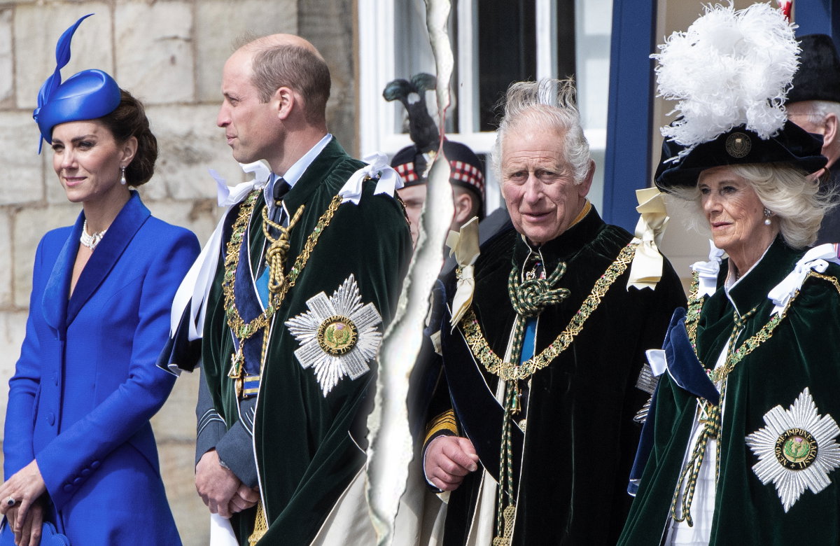 Prinzessin Kate, Prinz William, König Charles III. und Königin Camilla in Schottland.
