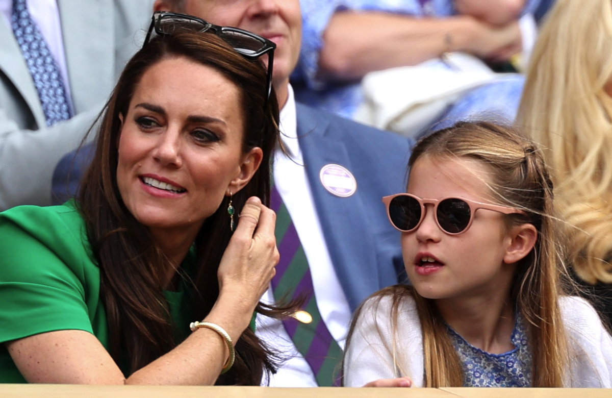 Prinzessin Kate und Töchterchen Charlotte in Wimbledon, 2023.