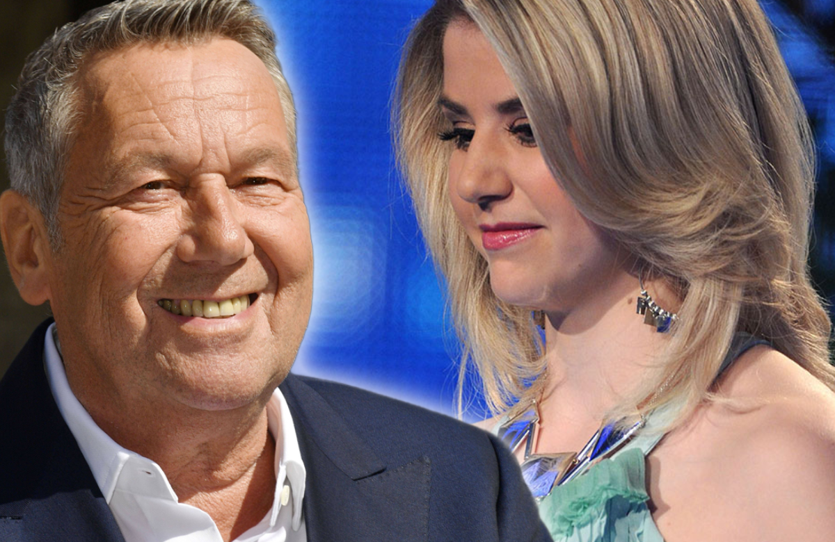 Roland Kaiser lacht und Beatrice Egli guckt nach unten Collage