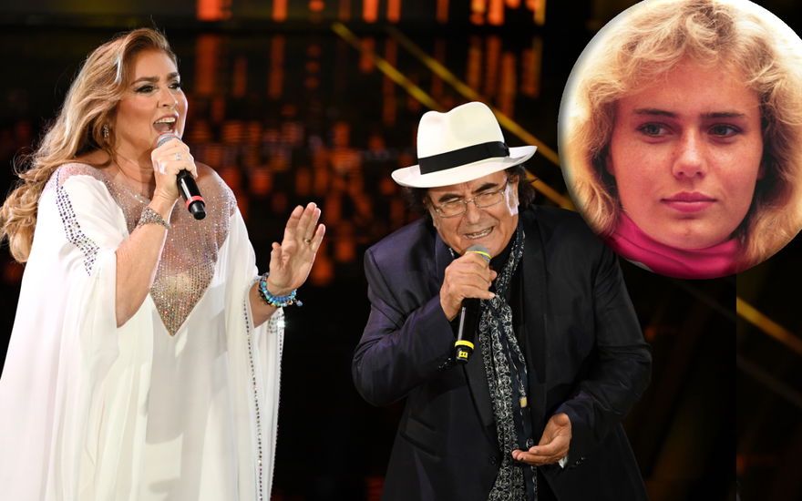 Romina Power & Al Bano auf der Bühne, Ylenia Carrisi eingefügt (Fotomontage)