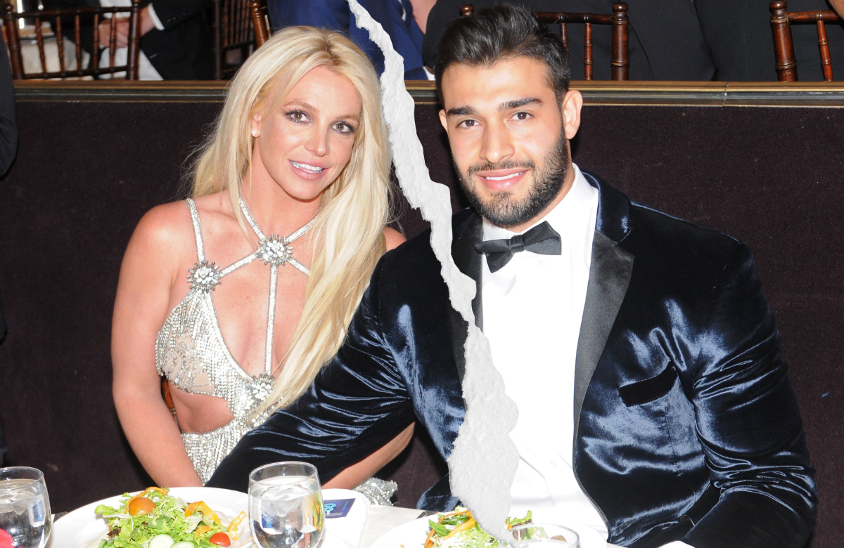 Britney Spears und Sam Asghari mit Riss in der Mitte