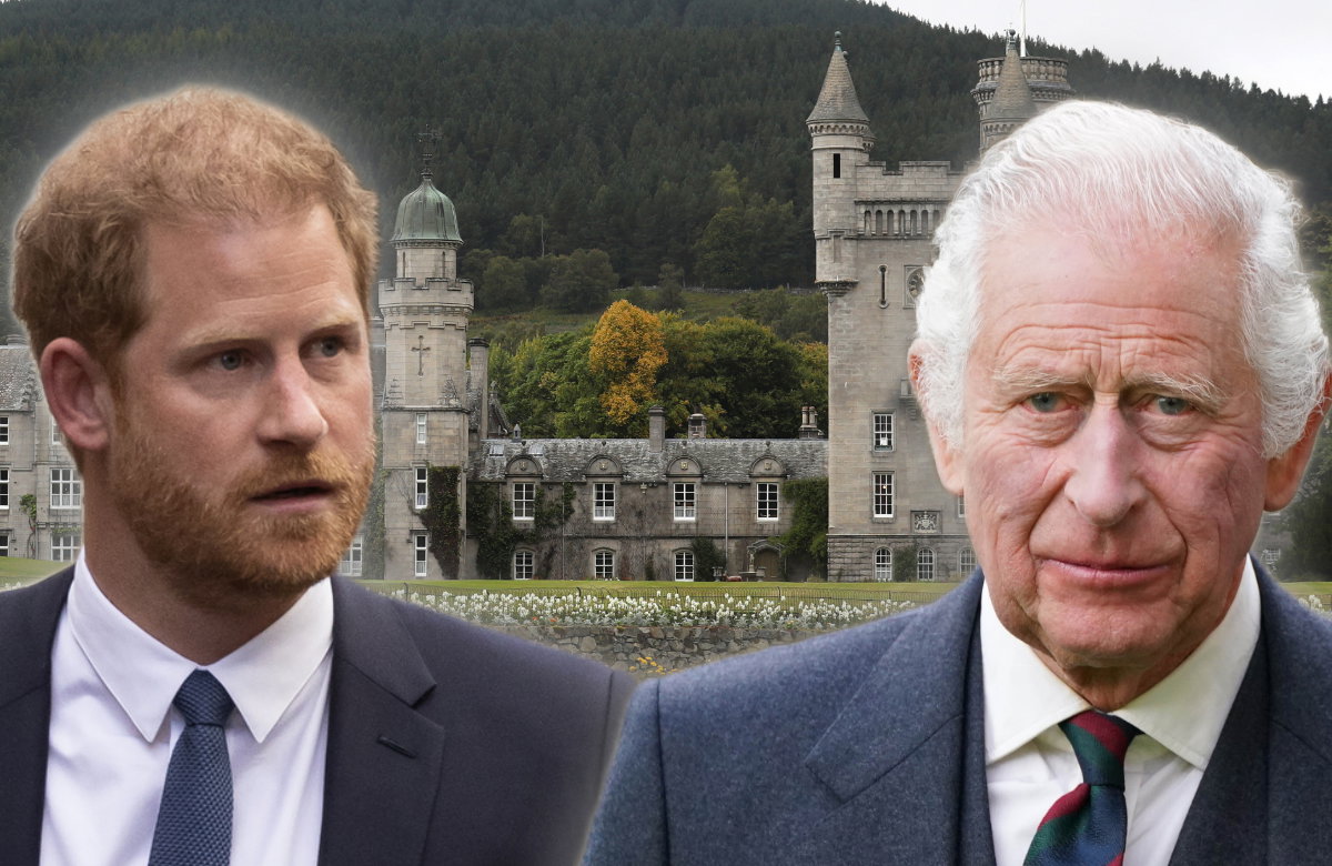 Prinz Harry und König Charles III vor dem Schloss Balmoral.